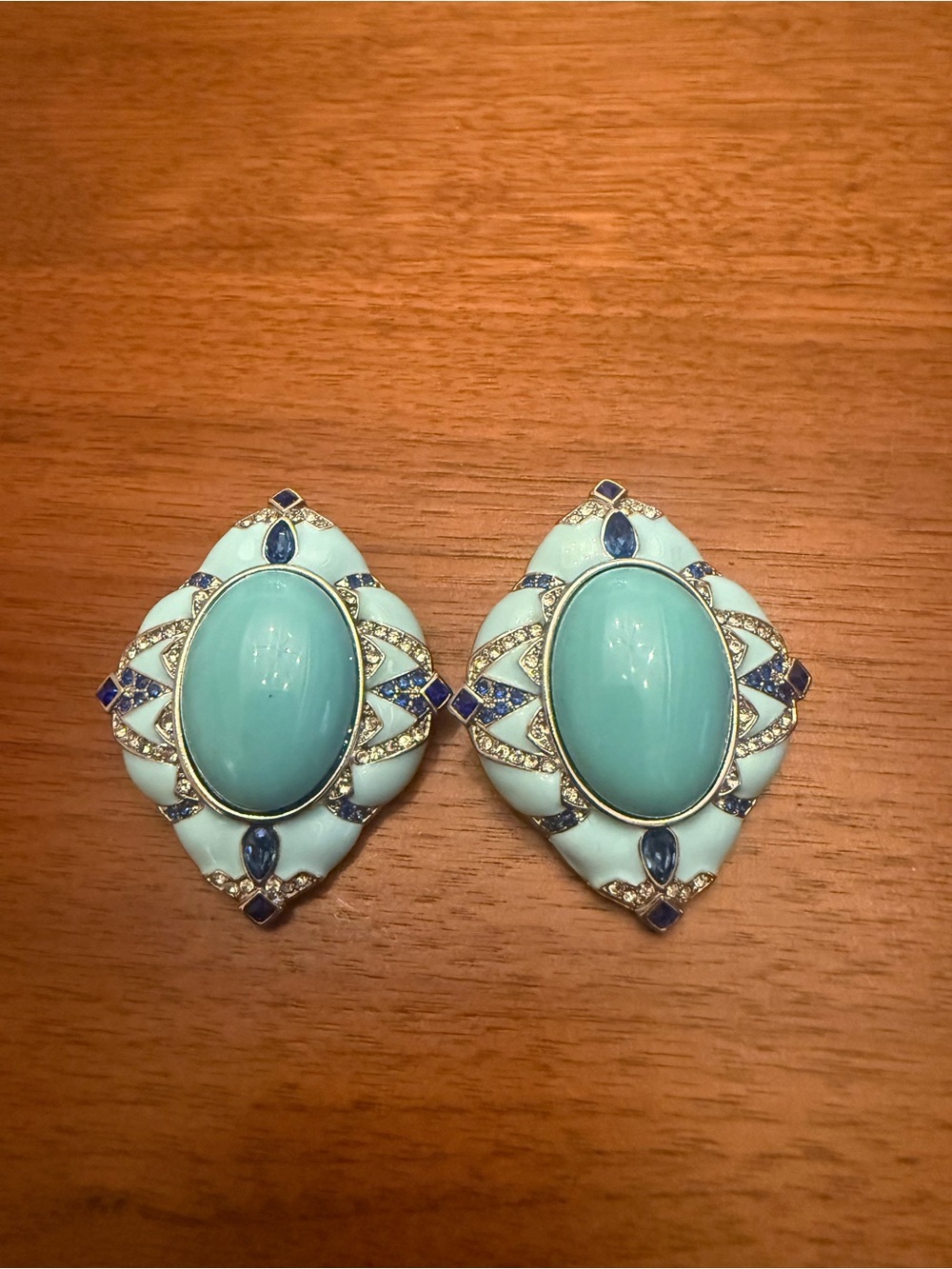 Vintage-Inspired Turquoise Blue Statement Clip-On Earrings